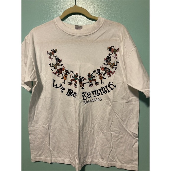 Vintage XL 90s We Be Jammin Bahama Vacation Graphic White Cotton T-Shirt Size - Picture 1 of 4
